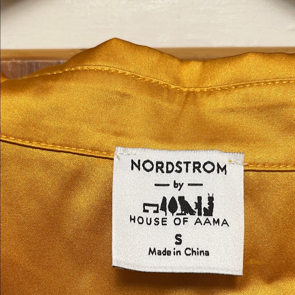 Golden Satin Button Down Shirt - Picture 2 of 3